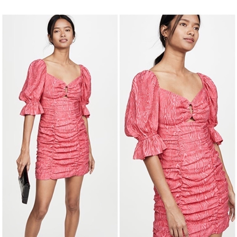 Elegant Pink Ruched Dress US 8